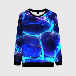 Свитшот женский Объемные плиты в неоновом свечение, цвет: 3D-черный