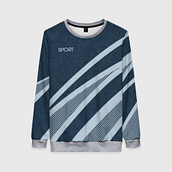 Свитшот женский Sport синий текстурный с полосами, цвет: 3D-меланж