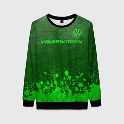 Свитшот женский Volkswagen - green gradient посередине, цвет: 3D-черный