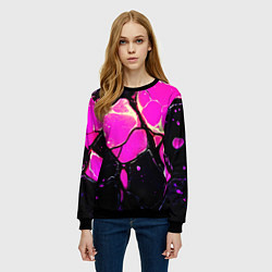 Свитшот женский Розовые пятна в текстуре, цвет: 3D-черный — фото 2