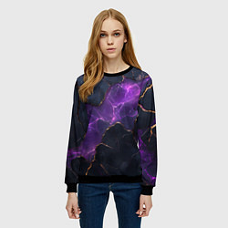 Свитшот женский Фиолетовый разлом с молниями, цвет: 3D-черный — фото 2