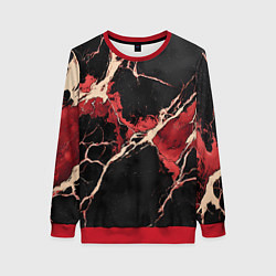 Свитшот женский Красно-черная потертая текстура, цвет: 3D-красный