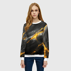 Свитшот женский Серая текстура с золотым разломом, цвет: 3D-белый — фото 2