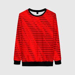 Свитшот женский Красный полосатый, цвет: 3D-черный