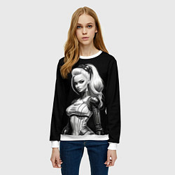 Свитшот женский Барби - киберпанк нейроарт, цвет: 3D-белый — фото 2