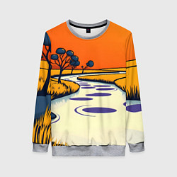 Свитшот женский Арт с фантастическим пейзажем, цвет: 3D-меланж