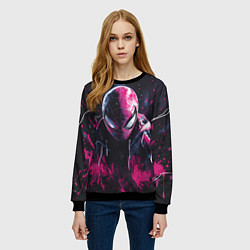 Свитшот женский Человек-паук и розовая краска, цвет: 3D-черный — фото 2
