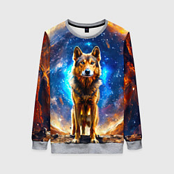 Свитшот женский Волкодав в космосе, цвет: 3D-меланж