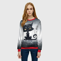 Свитшот женский Угрожающий кот, цвет: 3D-красный — фото 2