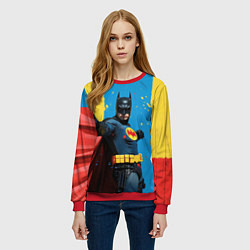 Свитшот женский Бэтмен предупреждает, цвет: 3D-красный — фото 2