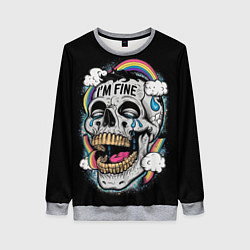 Женский свитшот Skull and rainbow - im fine