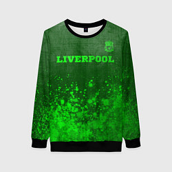 Свитшот женский Liverpool - green gradient посередине, цвет: 3D-черный
