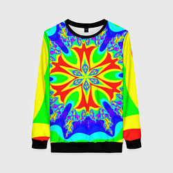 Свитшот женский Неоновая психоделика узор, цвет: 3D-черный