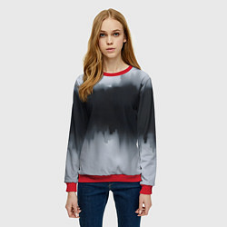 Свитшот женский Разводы черной краски, цвет: 3D-красный — фото 2