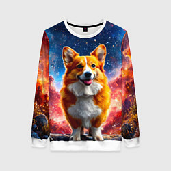 Женский свитшот Корги и космическое небо