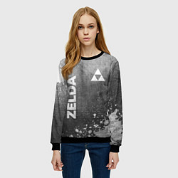 Свитшот женский Zelda - grey gradient вертикально, цвет: 3D-черный — фото 2
