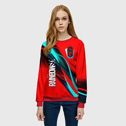 Свитшот женский Rainbow six геометрия полосы, цвет: 3D-красный — фото 2