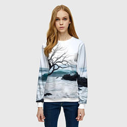 Свитшот женский Дерево в море, цвет: 3D-белый — фото 2