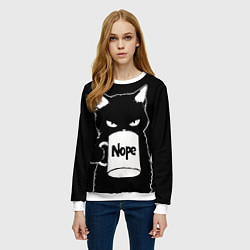 Свитшот женский Angry black cat nope, цвет: 3D-белый — фото 2