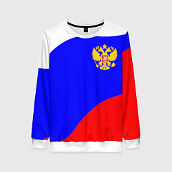 Свитшот женский Россия волна и герб, цвет: 3D-белый