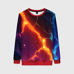 Свитшот женский Сине-оранжевые молнии текстура, цвет: 3D-красный