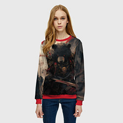 Свитшот женский Самурай медведь, цвет: 3D-красный — фото 2