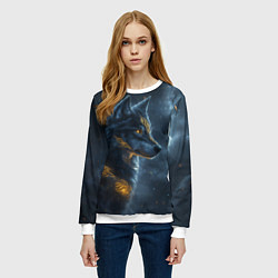 Свитшот женский Волк фэнтези стиль, цвет: 3D-белый — фото 2