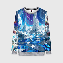 Свитшот женский Космический фантастический пейзаж, цвет: 3D-меланж