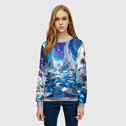 Свитшот женский Космический фантастический пейзаж, цвет: 3D-меланж — фото 2