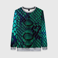 Свитшот женский Бирюзовая змеиная кожа, цвет: 3D-меланж