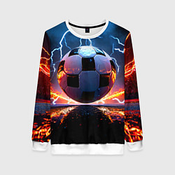 Свитшот женский Футбольный мяч в молниях, цвет: 3D-белый