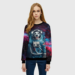 Свитшот женский Далматинец бравый космонавт - нейроарт, цвет: 3D-черный — фото 2