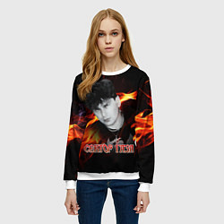 Свитшот женский Сектор газа фон огня, цвет: 3D-белый — фото 2