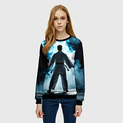 Свитшот женский Айкидоист в дыму, цвет: 3D-черный — фото 2