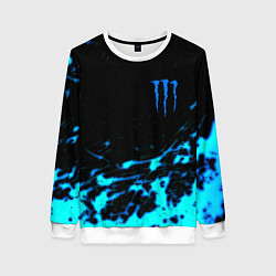 Свитшот женский Monster energy голубые краски, цвет: 3D-белый
