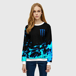 Свитшот женский Monster energy голубые краски, цвет: 3D-белый — фото 2