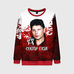 Свитшот женский Юрий Хой бело-красный фон, цвет: 3D-красный