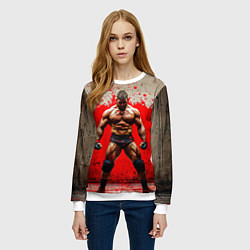 Свитшот женский Реслер на красном, цвет: 3D-белый — фото 2