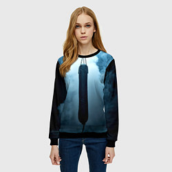 Свитшот женский Боксерская груша в дыму, цвет: 3D-черный — фото 2