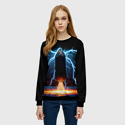 Свитшот женский Боксерская груша и молния, цвет: 3D-черный — фото 2