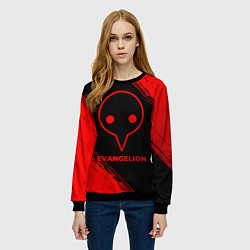 Свитшот женский Evangelion - red gradient, цвет: 3D-черный — фото 2