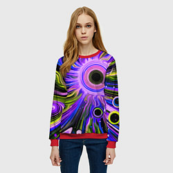 Свитшот женский Абстрактный неоновый космос - чёрная дыра, цвет: 3D-красный — фото 2