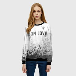 Свитшот женский Bon Jovi - white gradient посередине, цвет: 3D-черный — фото 2