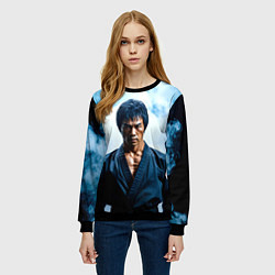Свитшот женский Брюс Ли в дыму, цвет: 3D-черный — фото 2