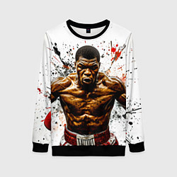 Свитшот женский Мухаммед Али на белом, цвет: 3D-черный