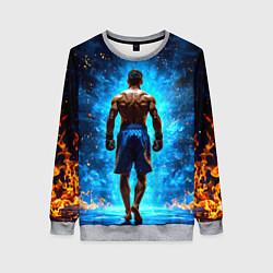 Свитшот женский Кикбоксер в огне, цвет: 3D-меланж