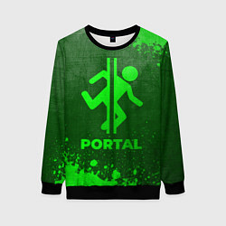 Свитшот женский Portal - green gradient, цвет: 3D-черный