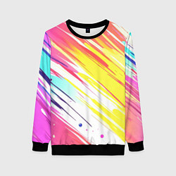 Свитшот женский Брызги краски на белом фоне, цвет: 3D-черный