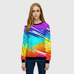 Свитшот женский Радужные брызги краски текстура, цвет: 3D-черный — фото 2