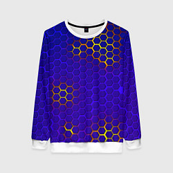 Свитшот женский Неоновые соты броня, цвет: 3D-белый
